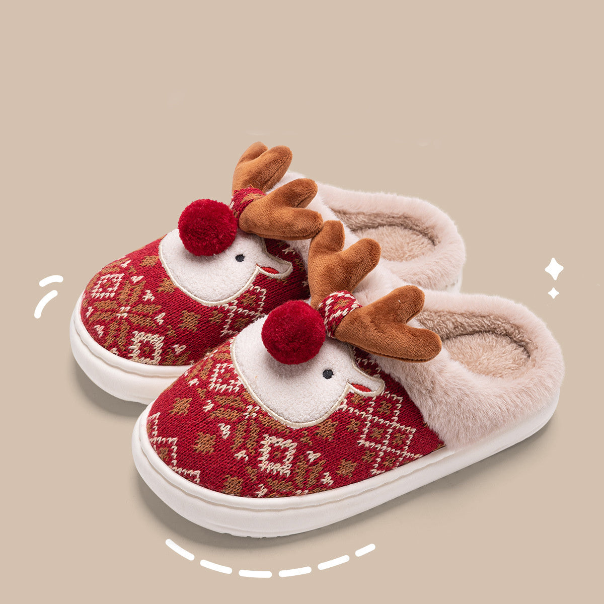 Cozy Christmas Cow" Fuzzy Plush Slippers – Värmande, Stiliga Tofflor för Alla