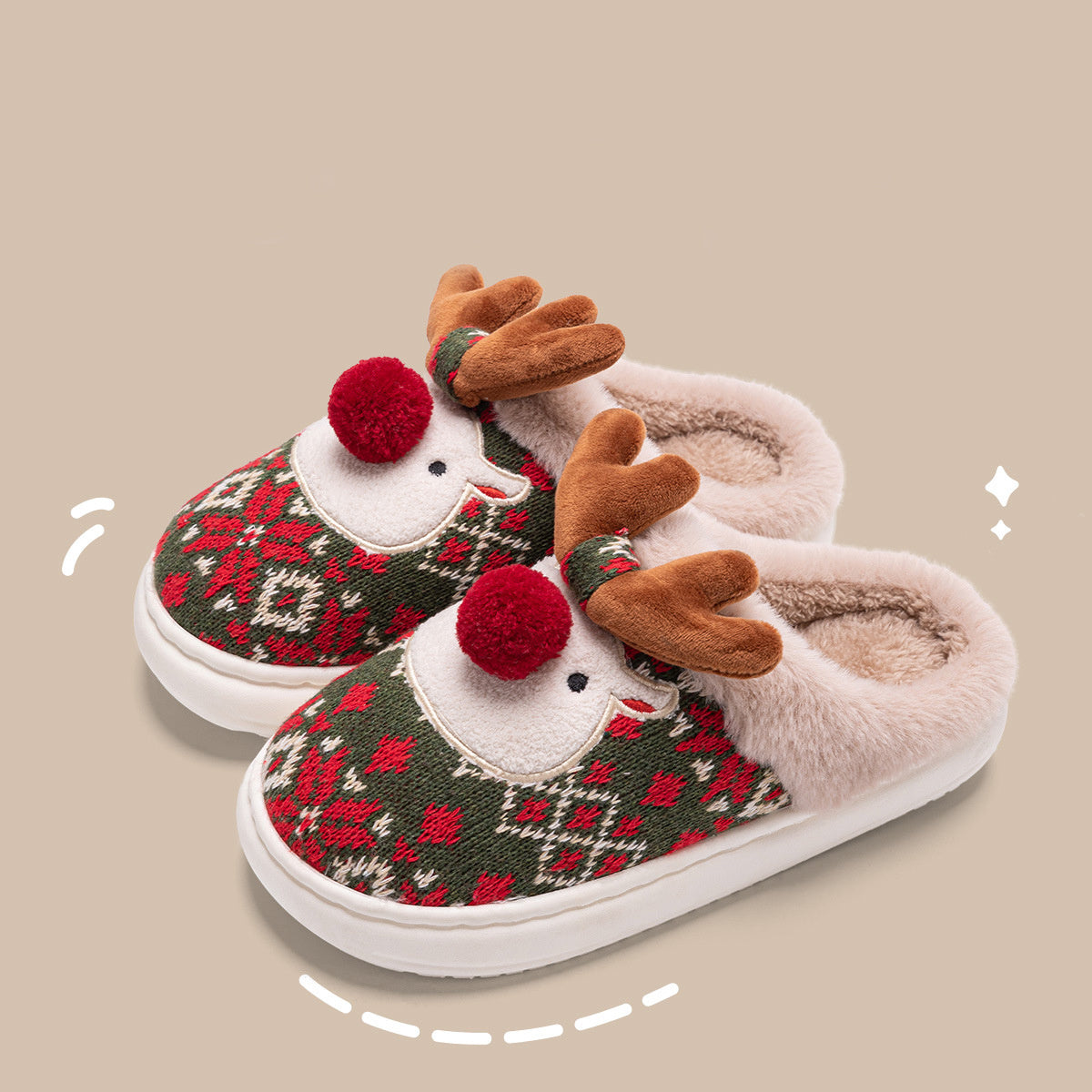 Cozy Christmas Cow" Fuzzy Plush Slippers – Värmande, Stiliga Tofflor för Alla